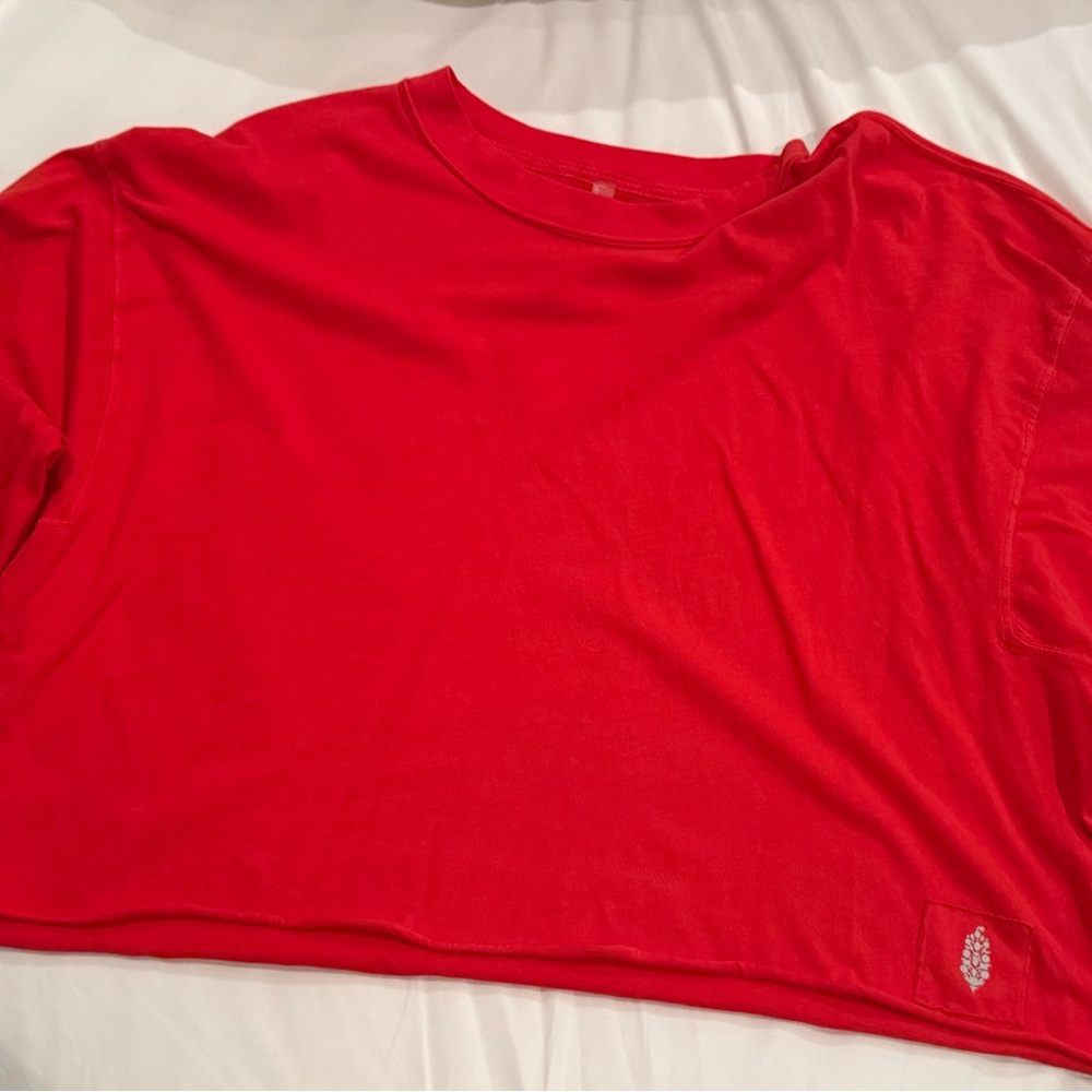 Free People Movement Pilates shirt Orange Cropped Shirt